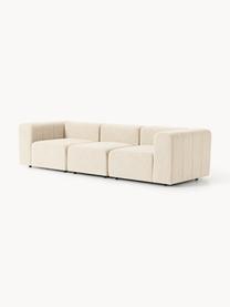 Divano componibile 4 posti in bouclé Lena, Rivestimento: bouclé (93% poliestere, 6, Struttura: legno di faggio, truciola, Piedini: plastica, Bouclé beige chiaro, Larg. 287 x Prof. 106 cm