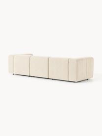 Divano componibile 4 posti in bouclé Lena, Rivestimento: bouclé (93% poliestere, 6, Struttura: legno di faggio, truciola, Piedini: plastica, Bouclé beige chiaro, Larg. 287 x Prof. 106 cm