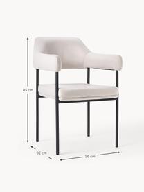 Silla con reposabrazos tapizada Zoe, Tapizado: 100% poliéster Alta resis, Estructura: metal con pintura en polv, Tejido blanco crema, An 56 x F 62 cm