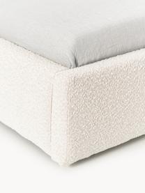 Bouclé-Einzelbett Cloud mit Stauraum, Bezug: Bouclé (80 % Polyester, 2, Korpus: Massives Kiefern- und Fic, Bouclé Off White, B 90 x L 200 cm