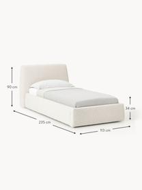 Letto singolo in bouclé con contenitore Cloud, Rivestimento: bouclé (80% poliestere, 2, Piedini: legno di betulla laccato , Bouclé bianco latte, Larg. 90 x Lung. 200 cm