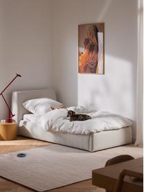 Letto singolo in bouclé con contenitore Cloud, Rivestimento: bouclé (80% poliestere, 2, Piedini: legno di betulla laccato , Bouclé bianco latte, Larg. 90 x Lung. 200 cm