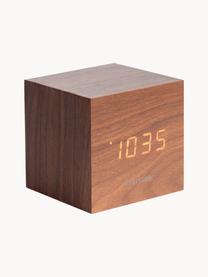 Réveil LED avec port USB Cube, Placage en bois, Bois, larg. 8 x haut. 8 cm