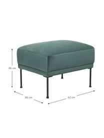 Sofa-Hocker Fluente aus Samt, Bezug: Samt (Hochwertiger Polyes, Gestell: Massives Kiefernholz, FSC, Füße: Metall, pulverbeschichtet, Samt Petrol, B 62 x T 50 cm