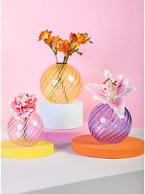 Vaso decorativo in vetro rosa Spiral, Vetro, Rosa, bianco crema, Ø 9 x Alt. 9 cm