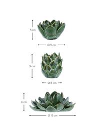 Handgemaakte waxinelichthoudersset Gloria, 3-delig, Keramiek, Groen, Set met verschillende formaten