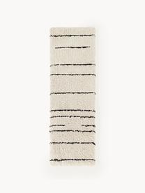 Puszysty ręcznie tuftowany chodnik z długim włosiem Dunya, Beżowy, czarny, S 80 x D 250 cm
