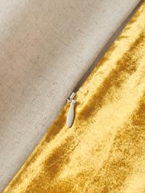 Copricuscino ricamato con decoro in velluto Farah, Retro: misto cotone (70% cotone,, Beige chiaro, dorato, Larg. 30 x Lung. 50 cm
