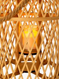 Solar LED kaars Korab met bamboehouten mand, Mand: bamboe, Lichtbruin, Ø 23 x H 29 cm