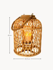 Solar-LED-Kerze Korab mit Bambuskorb, Korb: Bambus, Griff: Jute, Hellbraun, Ø 23 x H 29 cm