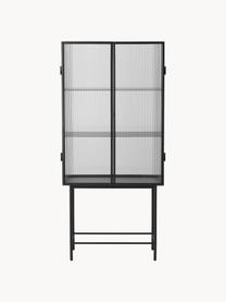 Vitrine Haze mit Glastüren, Gestell: Stahl, pulverbeschichtet, Schwarz, Transparent, B 70 x H 155 cm