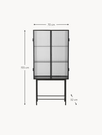 Vitrine Haze mit Glastüren, Gestell: Stahl, pulverbeschichtet, Schwarz, Transparent, B 70 x H 155 cm