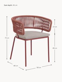 Zahradní židle s výpletem Nadin, Světle béžová, korálově červená, Š 58 cm, H 48 cm