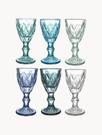 Borrelglaasjes Shades met structuurpatroon, set van 6, Glas, Blauw- en turquoise tinten, transparant, Ø 5 x H 11 cm, 45 ml