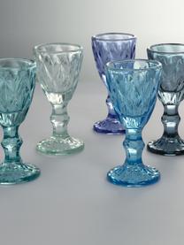 Vasos chupito con relive Prisma Ocean, 6 uds., Vidrio, Tonos azules y turquesas transparente, Ø 5 x Al 11 cm, 45 ml