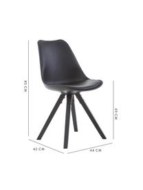 Sillas tapizadas Elin, 2 uds., Asiento: plástico, Tapizado: piel sintética (100% poli, Patas: madera de caucho, pintado, Negro, An 49 x Al 85 cm