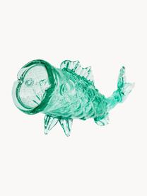 Ručně foukaná dóza Fish, Ručně foukané sklo, Mátově zelená, transparentní, Ø 48 cm, V 20 cm