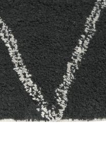 Ručně tkaný bavlněný běhoun s klikatým vzorem a třásněmi Asisa, Černá, Š 80 cm, D 250 cm