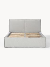 Łóżko tapicerowane z miejscem do przechowywania Dream, Tapicerka: poliester (tkanina strukt, Korpus: lite drewno sosnowe, płyt, Jasnoszara tkanina, S 160 x D 200 cm