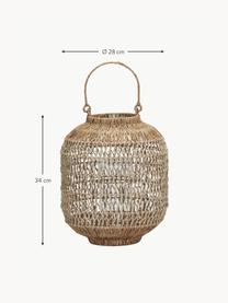 Handgefertigte Laterne Dive aus Jute, Gestell: Eisen, beschichtet, Beige, Ø 28 x H 34 cm