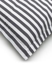 Funda de almohada de percal Yuliya, 2 uds., 40 x 80 cm, Gris oscuro, blanco, An 40 x L 80 cm