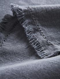 Tovaglia in cotone grigio con frange Henley, 100% cotone, Blu scuro, Per 6-10 persone (Larg. 145 x Lung. 250 cm)