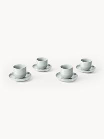 Porcelánové šálky na espresso s podšálkami Nessa, 4 ks, Vysokokvalitný porcelán, Svetlosivá, lesklá, Ø 7 x V 6 cm, 90 ml