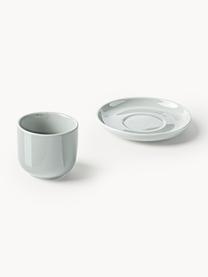 Porcelánové pohárky na espresso s podšálky Nessa, 4 ks, Vysoce kvalitní porcelán, Světle šedá, lesklá, Ø 7 cm, V 6 cm, 90 ml