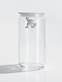 Boîte de rangement Gianni, haut. 21 cm, Verre, résine thermoplastique, Blanc, transparent, Ø 11 x haut. 21 cm
