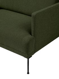 Kleines Ecksofa Fluente mit Metall-Füßen, Bezug: 100 % Polyester Der strap, Gestell: Massives Kiefernholz, FSC, Füße: Metall, pulverbeschichtet, Webstoff Dunkelgrün, B 198 x T 152 cm, Eckteil links
