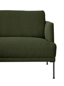 Kleines Ecksofa Fluente mit Metall-Füßen, Bezug: 100 % Polyester Der strap, Gestell: Massives Kiefernholz, FSC, Füße: Metall, pulverbeschichtet, Webstoff Dunkelgrün, B 198 x T 152 cm, Eckteil links