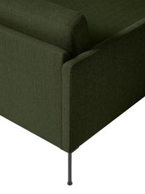 Kleines Ecksofa Fluente mit Metall-Füßen, Bezug: 100 % Polyester Der strap, Gestell: Massives Kiefernholz, FSC, Füße: Metall, pulverbeschichtet, Webstoff Dunkelgrün, B 198 x T 152 cm, Eckteil links