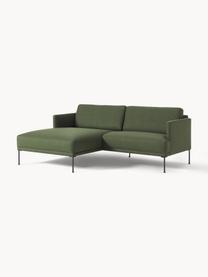 Sofa narożna z metalowymi nogami Fluente, Tapicerka: 100% poliester Dzięki tka, Stelaż: lite drewno sosnowe z cer, Nogi: metal malowany proszkowo, Beżowa tkanina, S 198 x G 152 cm, lewostronna