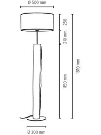 Stehlampe Pino mit Holzfuss, Lampenschirm: Stoff, Braun, Weiss, Ø 50 x H 161 cm