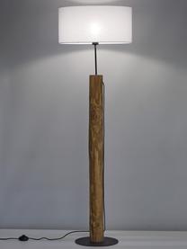 Lampa do czytania z drewnianą podstawą Pino, Brązowy, biały, Ø 50 x W 161 cm