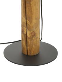 Vloerlamp Pino met houten voet, Lampenkap: stof, Lampvoet: grenenhout, gebeitst, Bruin, wit, Ø 50 x H 161 cm