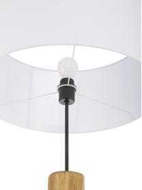 Stehlampe Pino mit Holzfuß, Lampenschirm: Stoff, Lampenfuß: Kiefernholz, gebeizt, Braun, Weiß, Ø 50 x H 161 cm