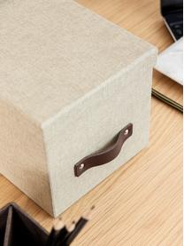 Aufbewahrungsbox Silvia II, 2 Stück, Box: Canvas, fester Karton (10, Griff: Leder, Beige, B 17 x H 15 cm