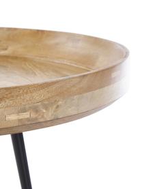 Runder Couchtisch Bowl aus Mangoholz, Tischplatte: Mangoholz, lackiert, Beine: Stahl, pulverbeschichtet, Mangoholz, hell lackiert, Ø 75 x H 38 cm