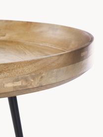 Tavolino rotondo in legno di mango Bowl, Piano del tavolo: legno di mango laccato, Gambe: acciaio verniciato a polv, Legno di mango laccato chiaro, Ø 75 x Alt. 38 cm