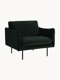 Fotel z aksamitu Moby, Tapicerka: aksamit (wysokiej jakości, Stelaż: lite drewno sosnowe z cer, Nogi: metal malowany proszkowo, Ciemnozielony aksamit, S 90 x G 90 cm