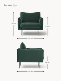 Fauteuil en velours Moby, Velours vert foncé, larg. 90 x prof. 90 cm