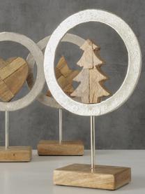 Decoratieve figuren Cyresta van hout, set van 3, Voetstuk: hout, Licht hout, zilverkleurig, B 17 cm x H 27 cm