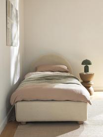 Buklé jednolôžková posteľ s úložným priestorom Ebba, Buklé béžová, Š 90 x D 200 cm