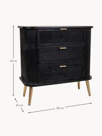 Commode arrondie Cayetana, Noir, larg. 80 x haut. 81 cm