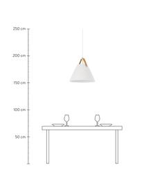 Lámpara de techo Strap, Pantalla: metal con pintura en polv, Anclaje: plástico, Correa: piel bovina, Cable: cubierto en tela, Blanco, Ø 48 x Al 46 cm