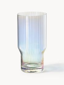 Bicchieri da long drink in vetro millerighe soffiato iridescente Juno 4 pz, Vetro sodico-calcico, Trasparente, Ø 7 x Alt. 14 cm, 380 ml