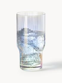 Ručně foukané sklenice s rýhovaným reliéfem a perleťovým leskem Juno, 4 ks, Sodnovápenaté sklo, Transparentní, Ø 7 cm, V 14 cm, 380 ml