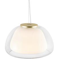 Pendelleuchte Jelly aus Glas, Lampenschirm: Glas, Dekor: Metall, Transparent, Weiss, Ø 39 x H 23 cm