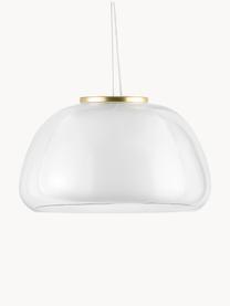 Hanglamp Jelly van glas, Lampenkap: glas, Diffuser: glas, Decoratie: metaal, Transparant, wit, Ø 39 x H 23 cm